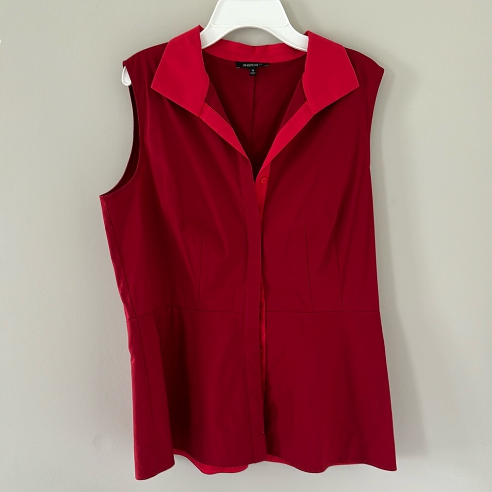 Lafayette 148 New York Red Sleeveless Blouse